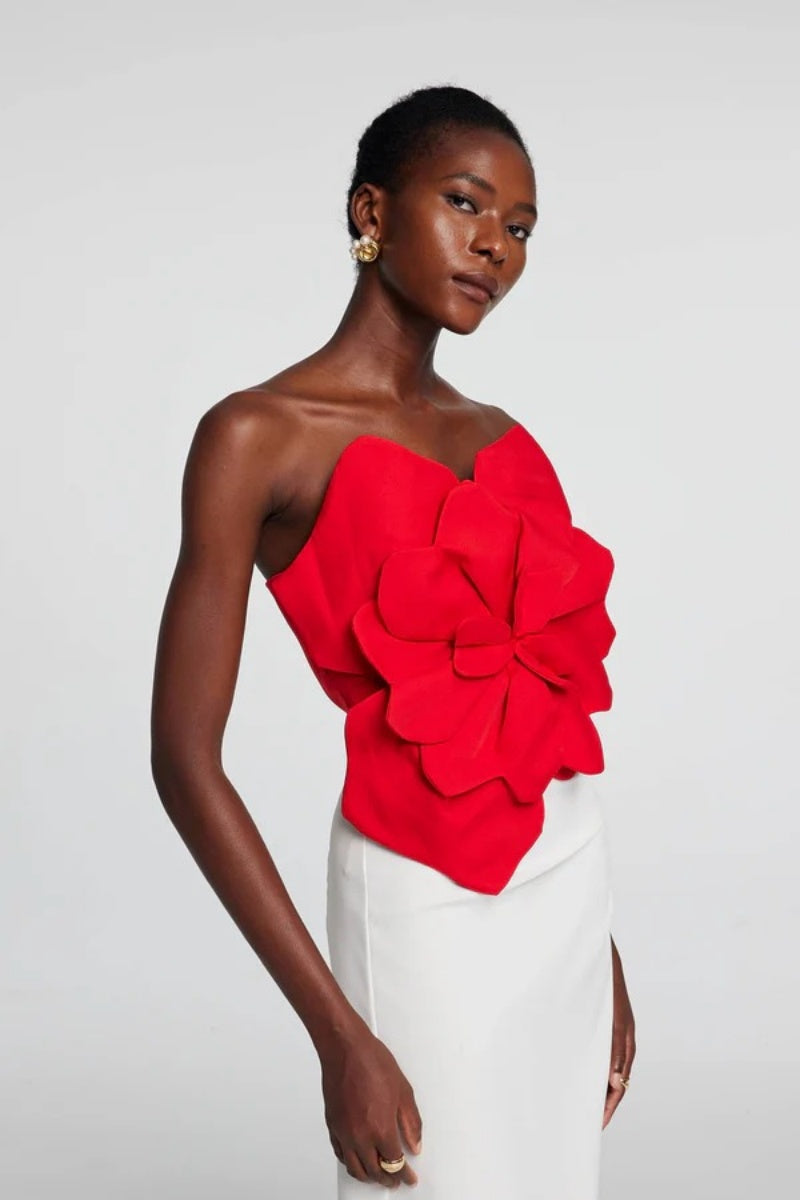 Scarlet Bloom Sculpted Top